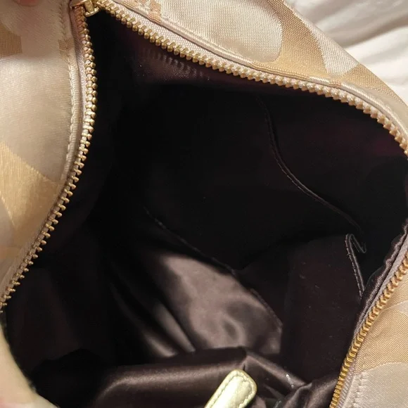 Coach Brooke Sateen Signature Shoulder Bag in khaki and gold - Picture 8 of 10